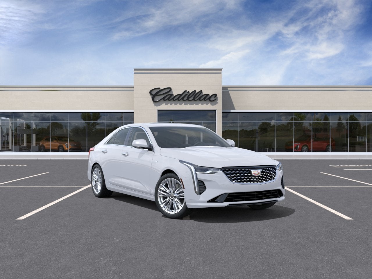 2026 Cadillac CT4 Premium Luxury in Summit White — front three-quarter view