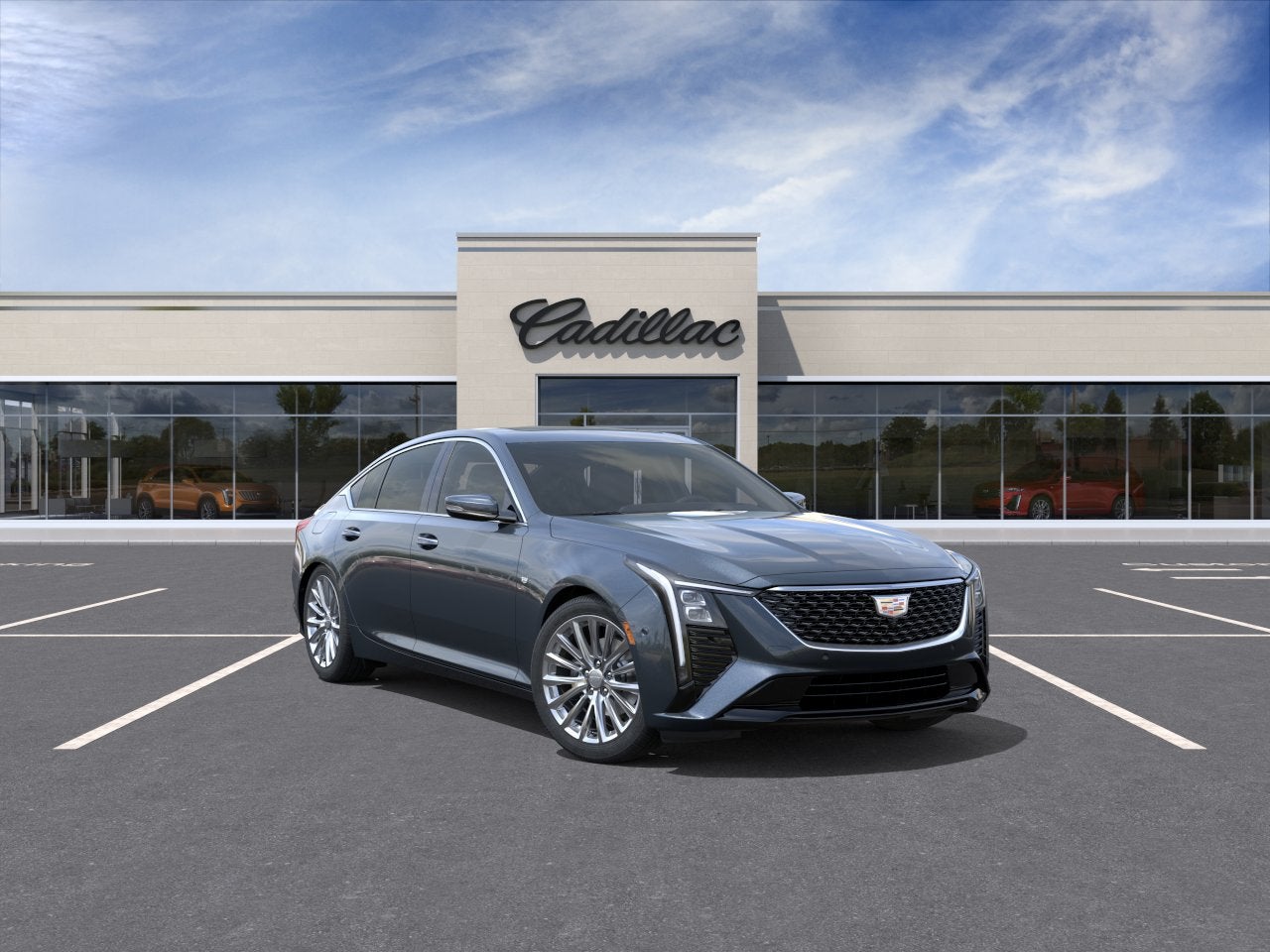 2026 Cadillac CT5 Premium Luxury in Deep Space Metallic — front three-quarter view