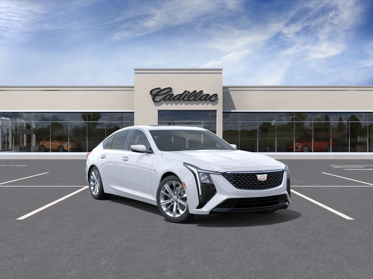 2026 Cadillac CT5 Premium Luxury in Summit White — front three-quarter view