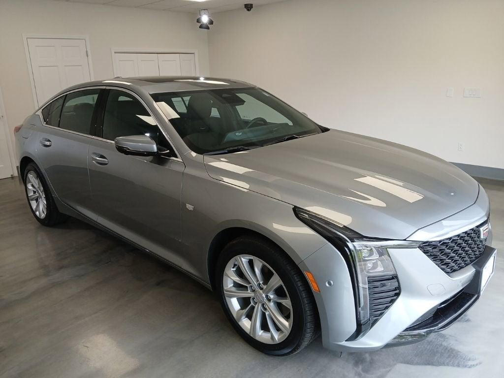 2025 Cadillac CT5 Premium Luxury in Argent Silver Metallic — front three-quarter view