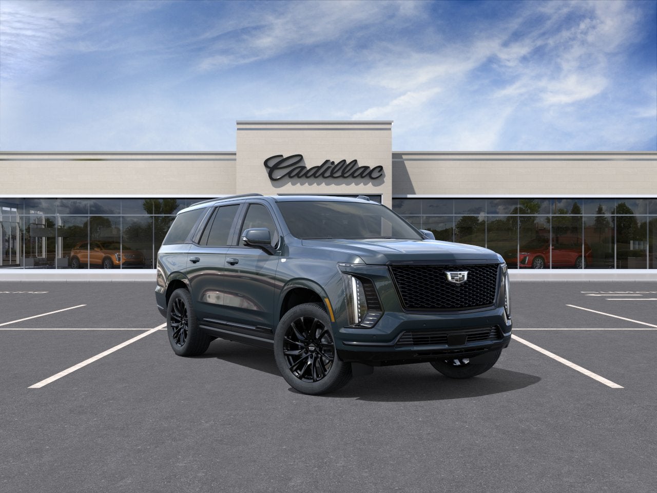 2026 Cadillac Escalade Sport in Aegean Stone — front three-quarter view