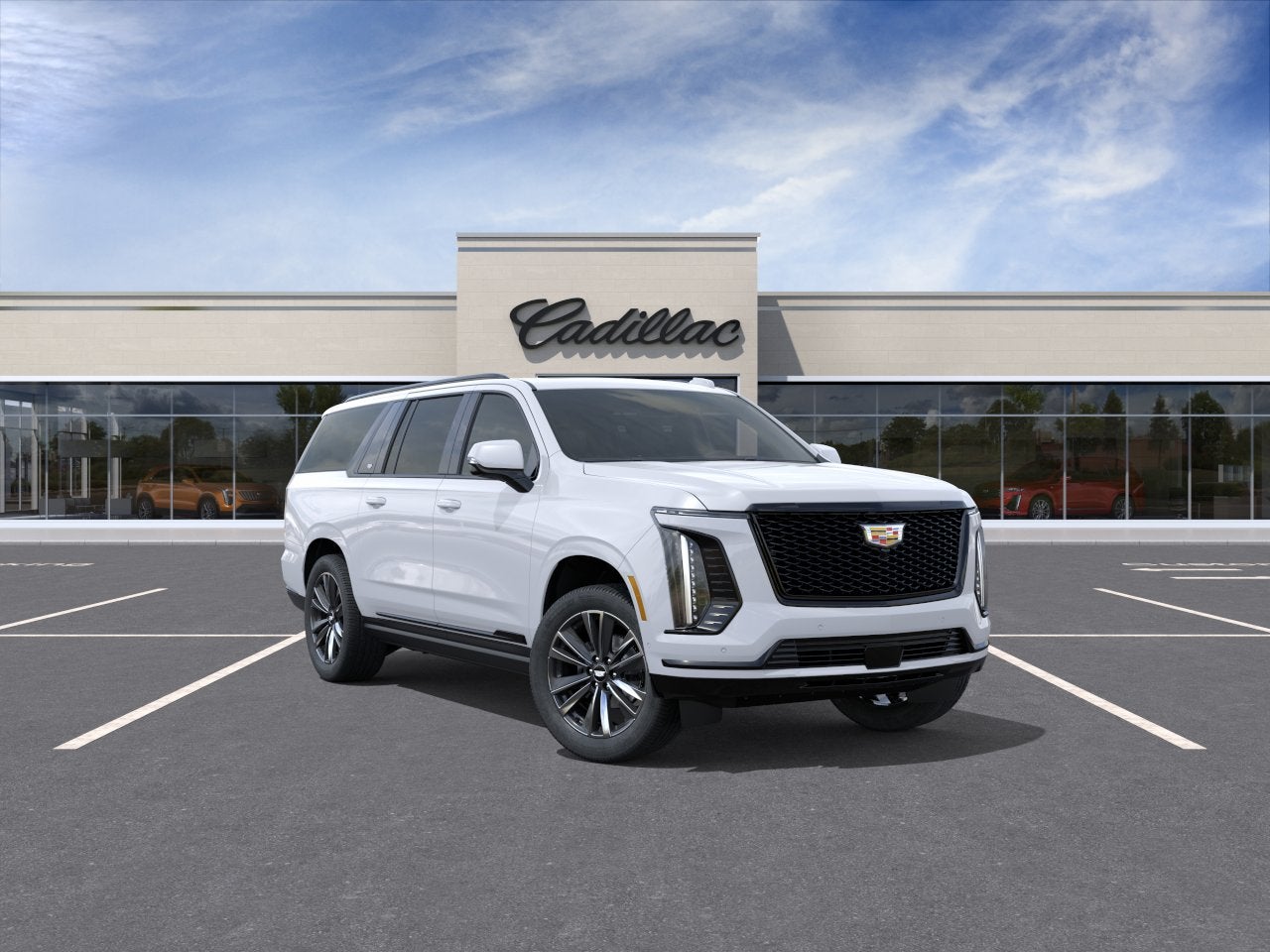 2026 Cadillac Escalade ESV Sport in Vibrant White Tricoat — front three-quarter view