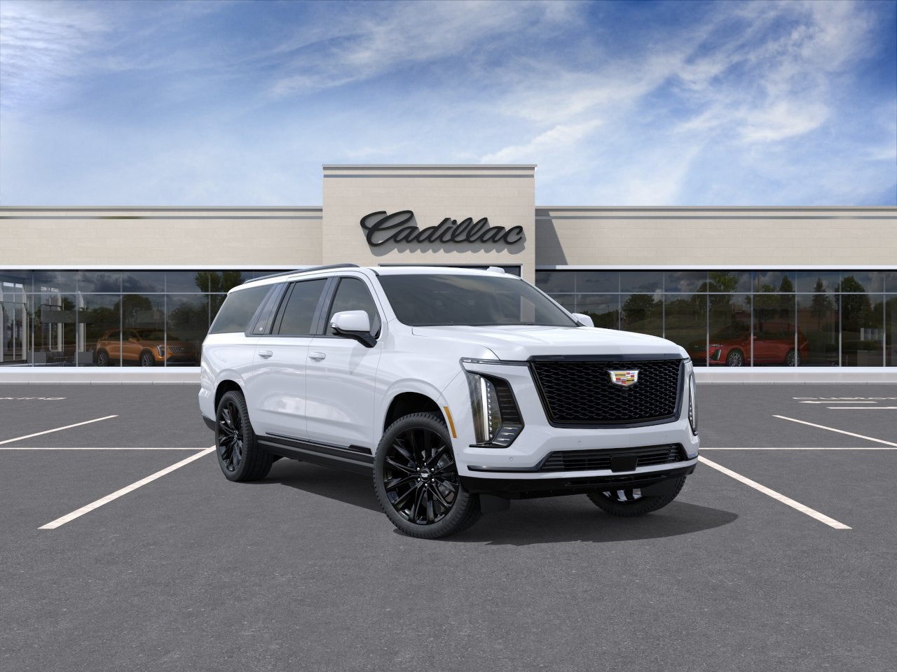 2026 Cadillac Escalade ESV Platinum Sport in Vibrant White Tricoat — front three-quarter view